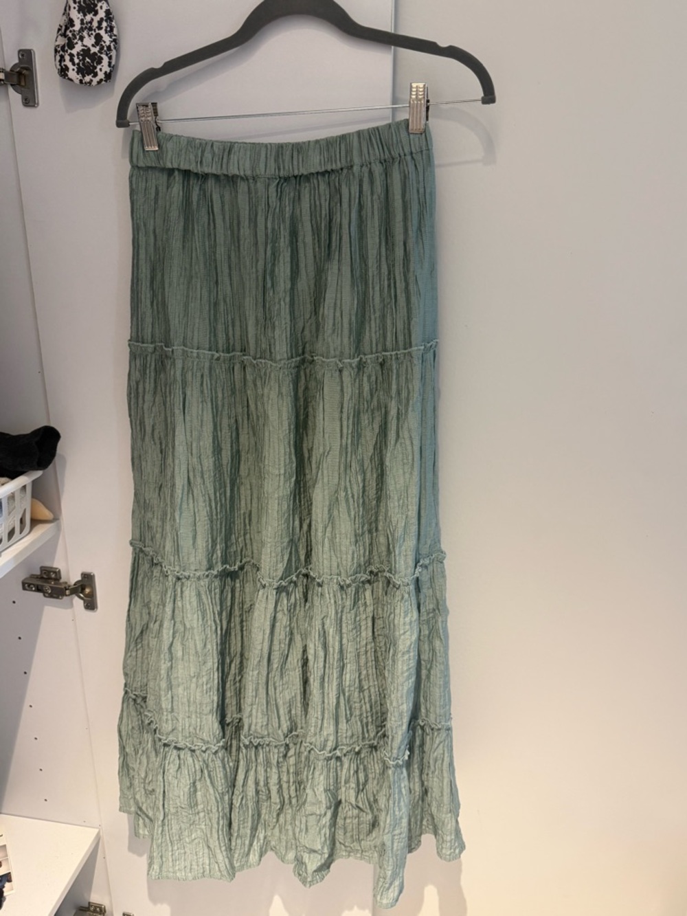 Primark Sage Tiered Crinkle Maxi Skirt